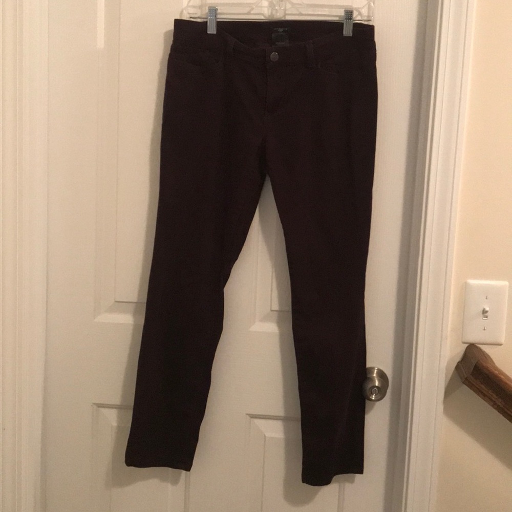 Purple/maroon velvet like straight leg pants